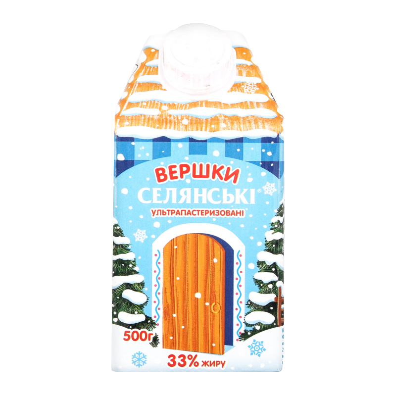 Вершки СЕЛЯНСЬКІ ультрапастеризовані 33%, 500г